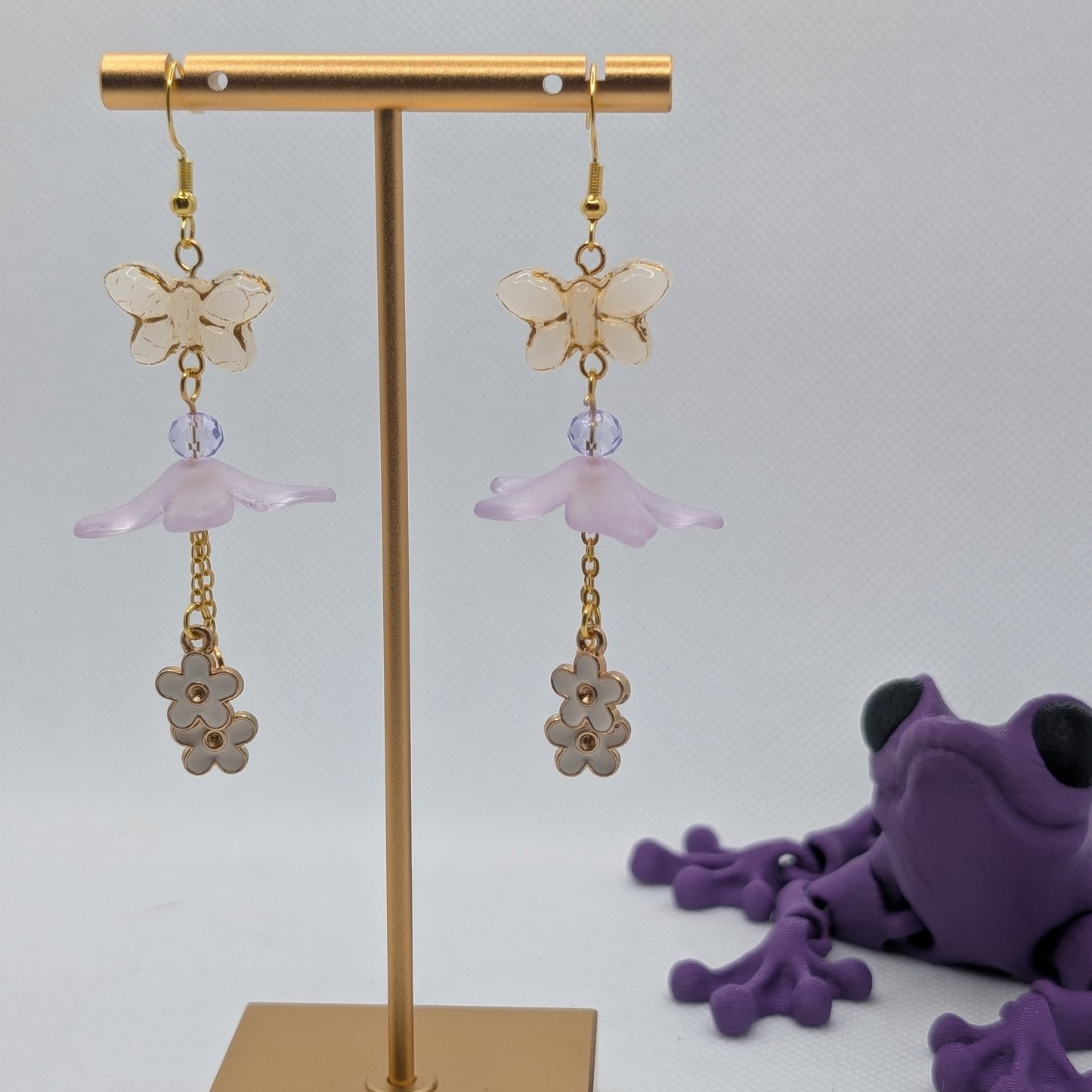 ✨Flutterbloom✨ | Lavender Flower & Butterfly Earrings