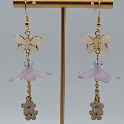 ✨Flutterbloom✨ | Lavender Flower & Butterfly Earrings