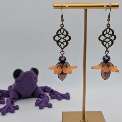 ✨Vespervine✨| Peach Flower Bell Drop Earrings