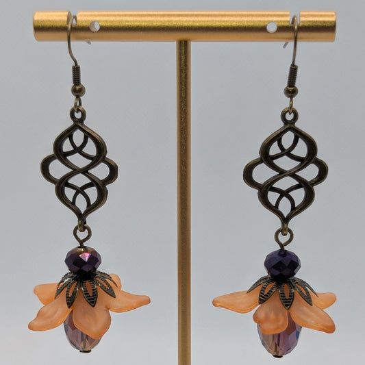 ✨Vespervine✨| Peach Flower Bell Drop Earrings