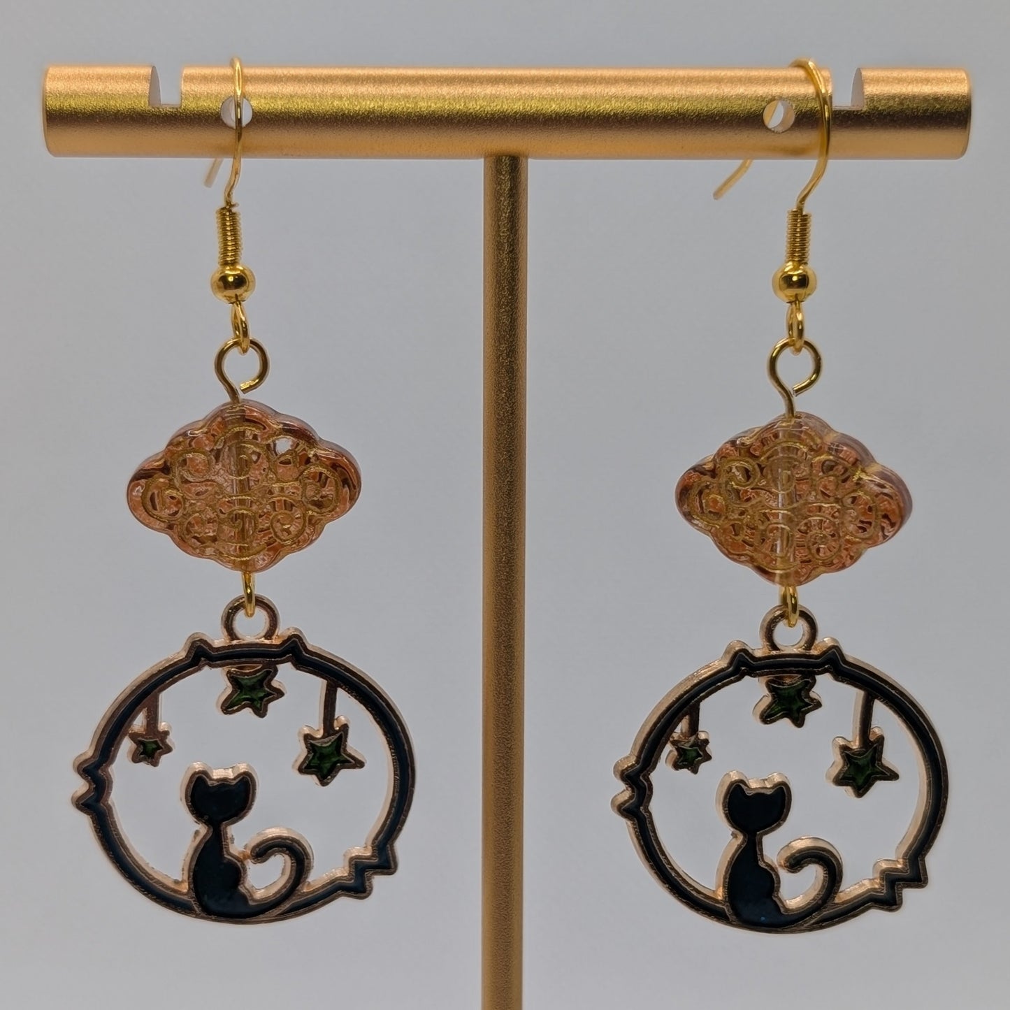 ✨Windowwhisker✨| Midnight Cat & Star Window Earrings