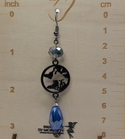 ✨Wayfarer’s Drop✨| World Map & Blue Glass Drop Earrings