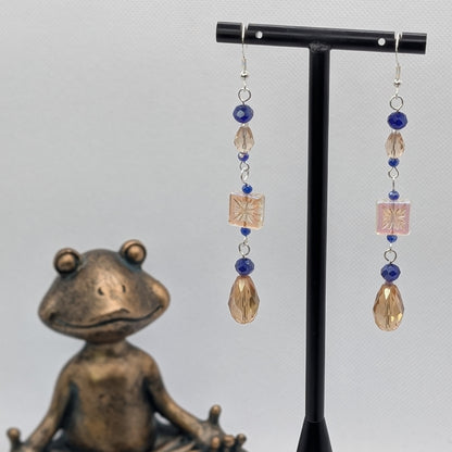 ✨Midnight Sundial✨| Blue & Champagne Starburst Drop Earrings