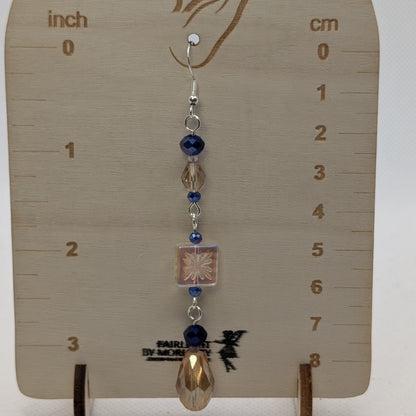 ✨Midnight Sundial✨| Blue & Champagne Starburst Drop Earrings