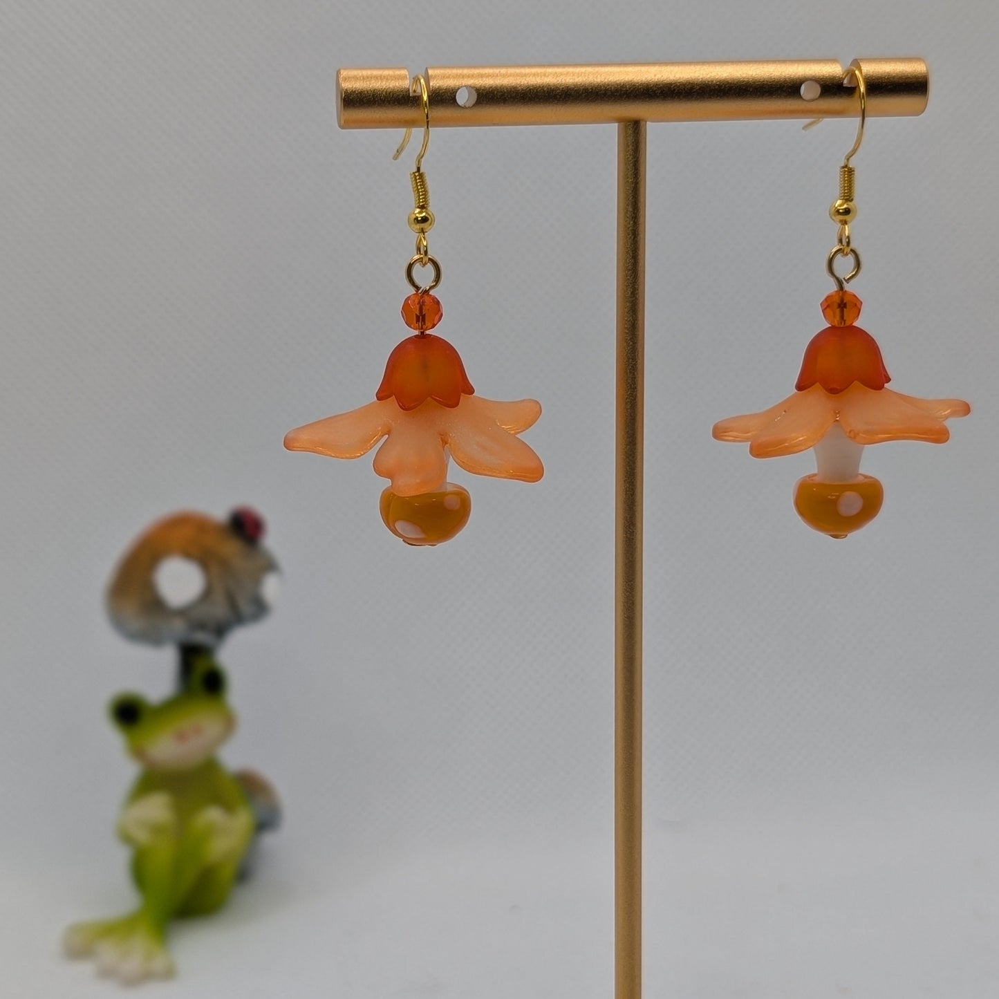 ✨The Petalskirt Funglings✨| Glass Mushroom & Petal Skirt Earrings