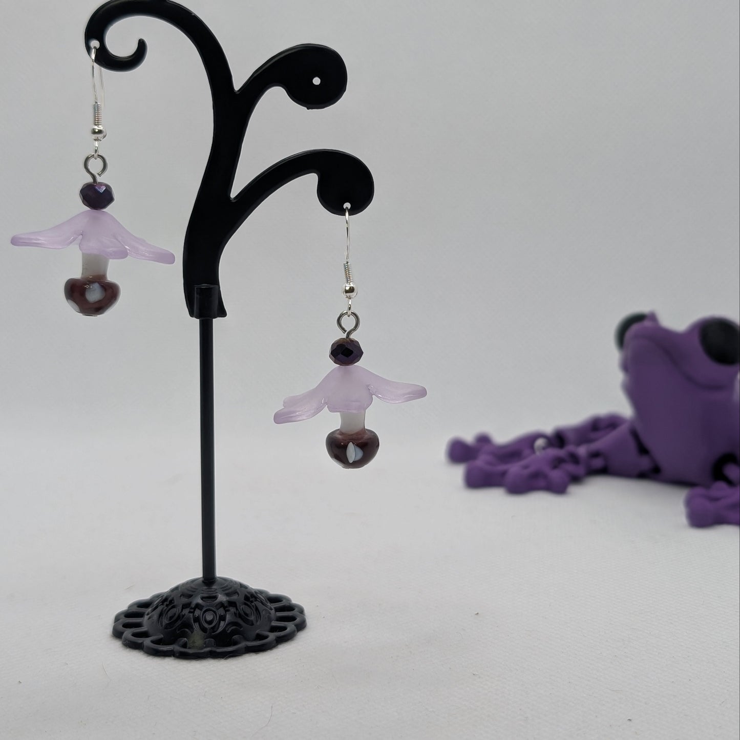 ✨The Petalskirt Funglings✨| Glass Mushroom & Petal Skirt Earrings