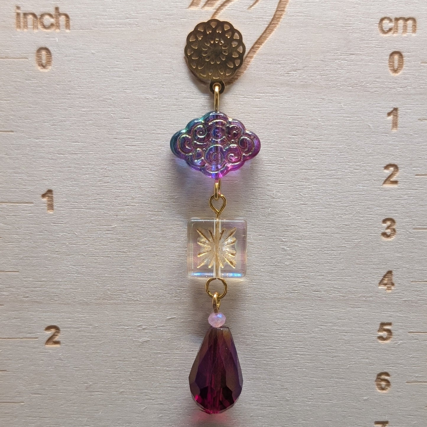 ✨Aurorafall✨| Iridescent Pink, Gold & Magenta Glass Drop Earrings
