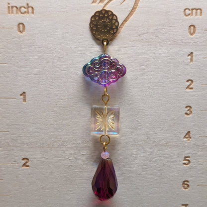 ✨Aurorafall✨| Iridescent Pink, Gold & Magenta Glass Drop Earrings