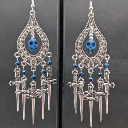 ✨The Duebound✨| Skull & Sword Chandelier Earrings