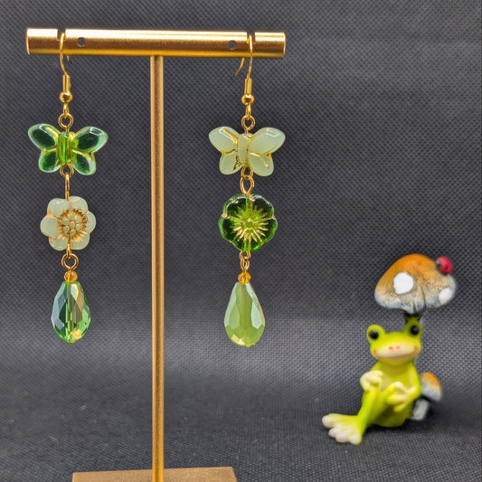 ✨First Unfurl✨ | Glass Blossom & Butterfly Spring Awakening Earrings