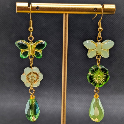 ✨First Unfurl✨ | Glass Blossom & Butterfly Spring Awakening Earrings