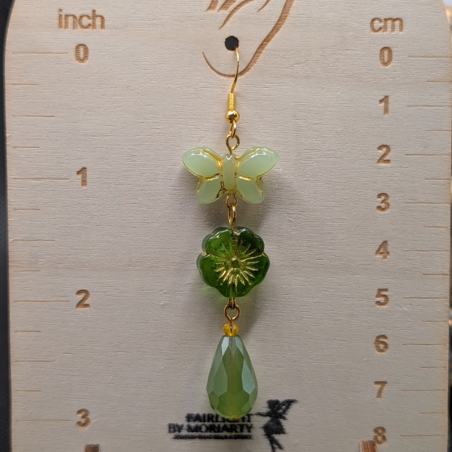 ✨First Unfurl✨ | Glass Blossom & Butterfly Spring Awakening Earrings