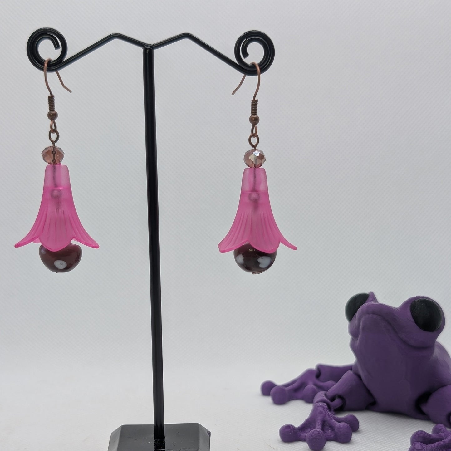 ✨The Dancing Blossomcaps✨| Glass Mushroom & Blossom Drop Earrings