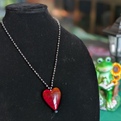 ✨Electric Heartifact✨| Onyx Necklace with Red Heart Pendant