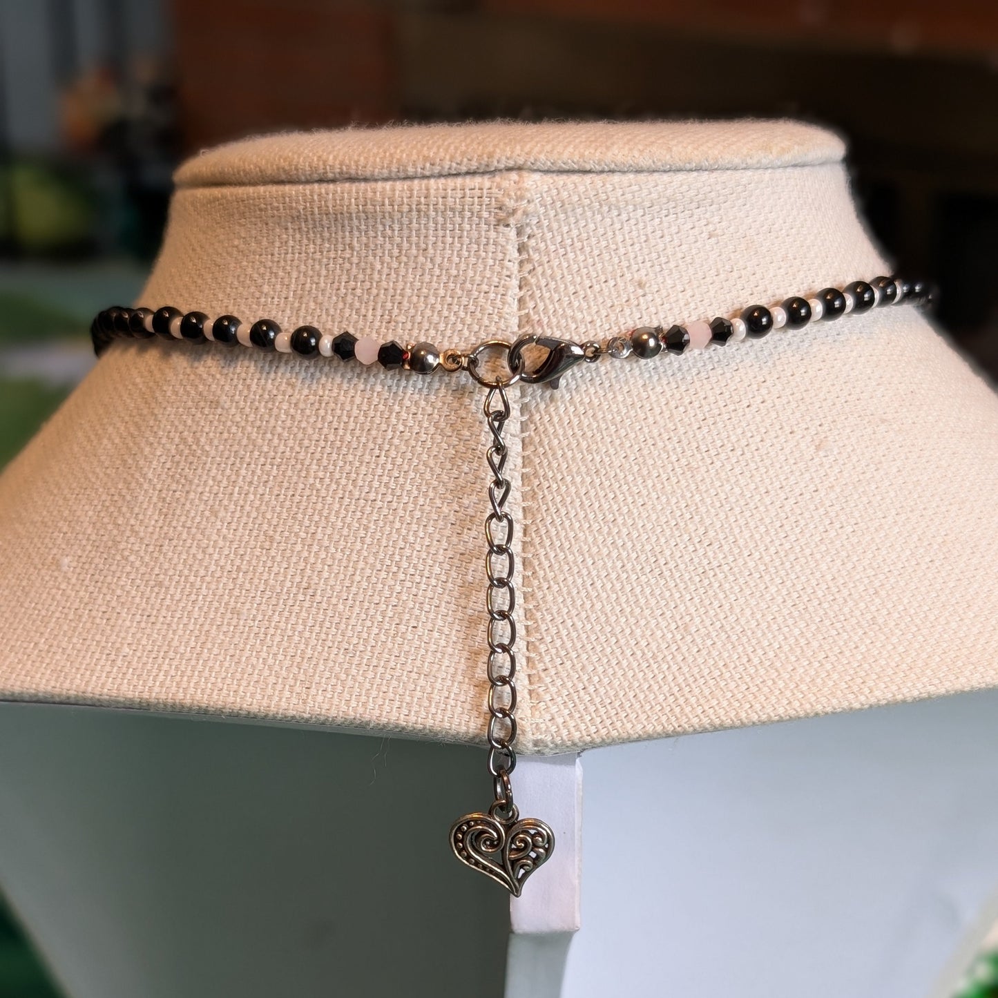 ✨Electric Heartifact✨| Onyx Necklace with Red Heart Pendant