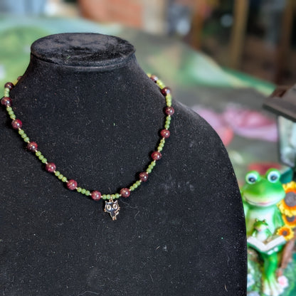 ✨Feliris✨| AAA Garnet & Nephrite Jade Cat Charm Necklace