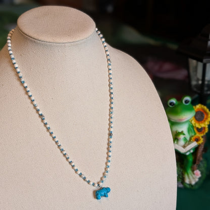 ✨Turqletusk✨| Howlite Necklace with Turquenite Rhino Pendant