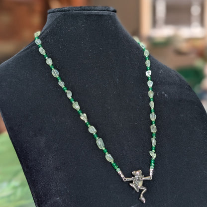 ✨Flipperfall✨| Prehnite & Green Jade Frog Necklace
