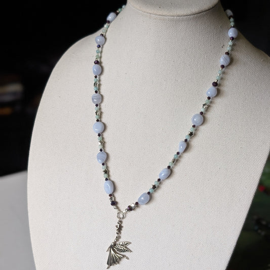 ✨Starwhirl✨| Blue Lace Agate & Amazonite Dancing Fairy Necklace