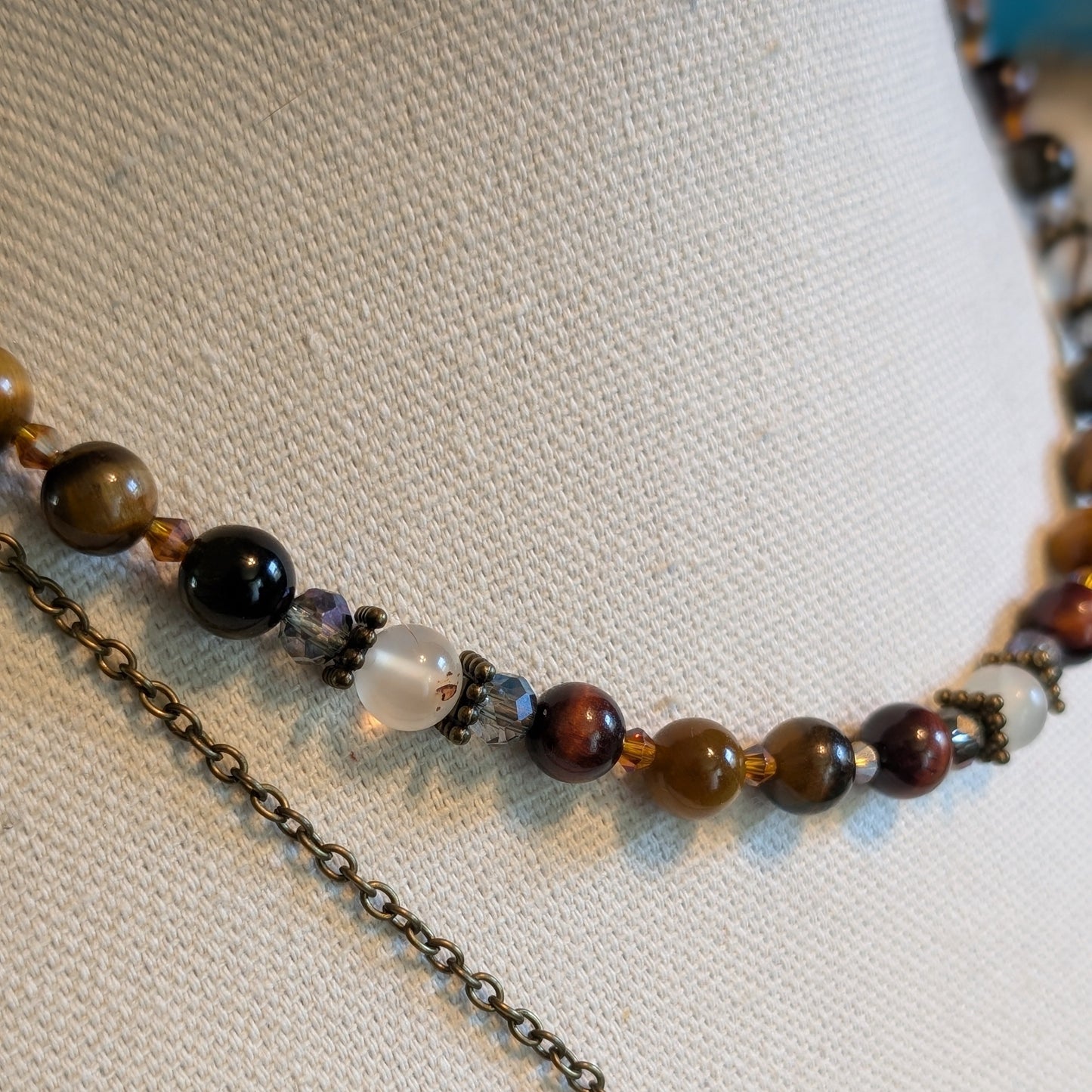 ✨Duskmire✨| Tiger's Eye & Botswana Agate Layered Fairy Necklace