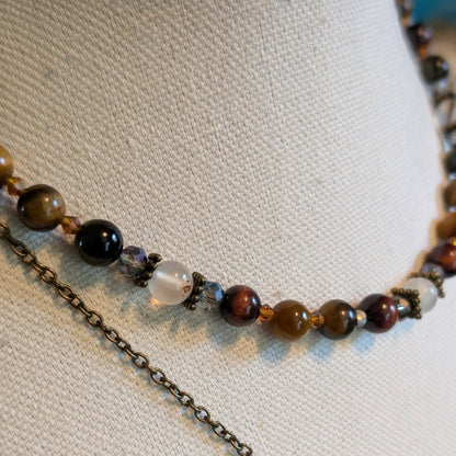 ✨Duskmire✨| Tiger's Eye & Botswana Agate Layered Fairy Necklace