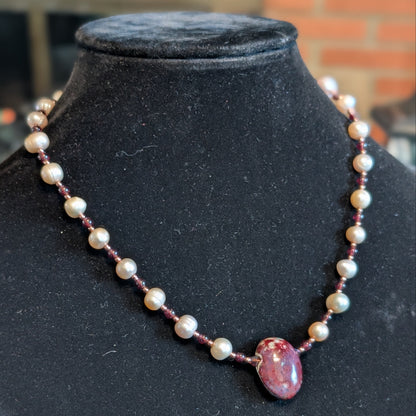 ✨The Red Heir✨| Reversible Pearl, Garnet & Rose Gold Hematite Necklace