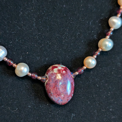 ✨The Red Heir✨| Reversible Pearl, Garnet & Rose Gold Hematite Necklace