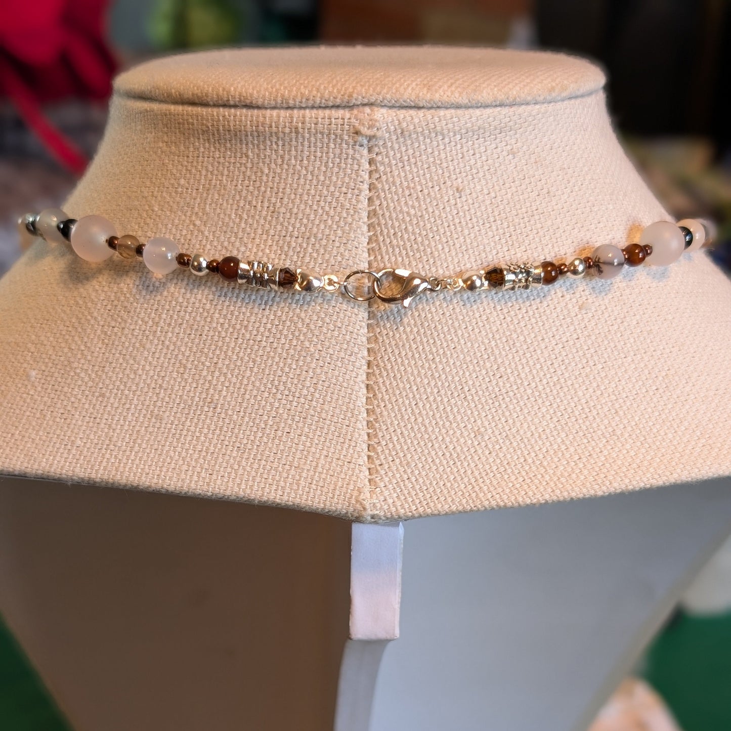 ✨Birchsight✨| Natural & Brown Agate Necklace with Butterfly Eye Pendant