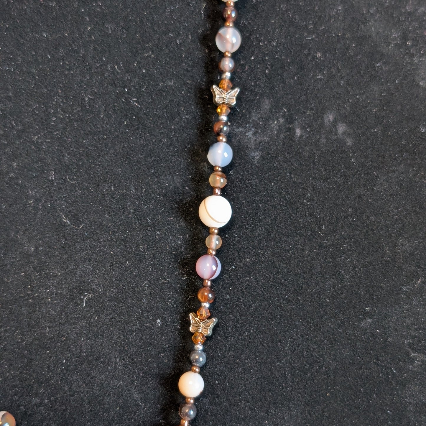 ✨Birchsight✨| Natural & Brown Agate Necklace with Butterfly Eye Pendant