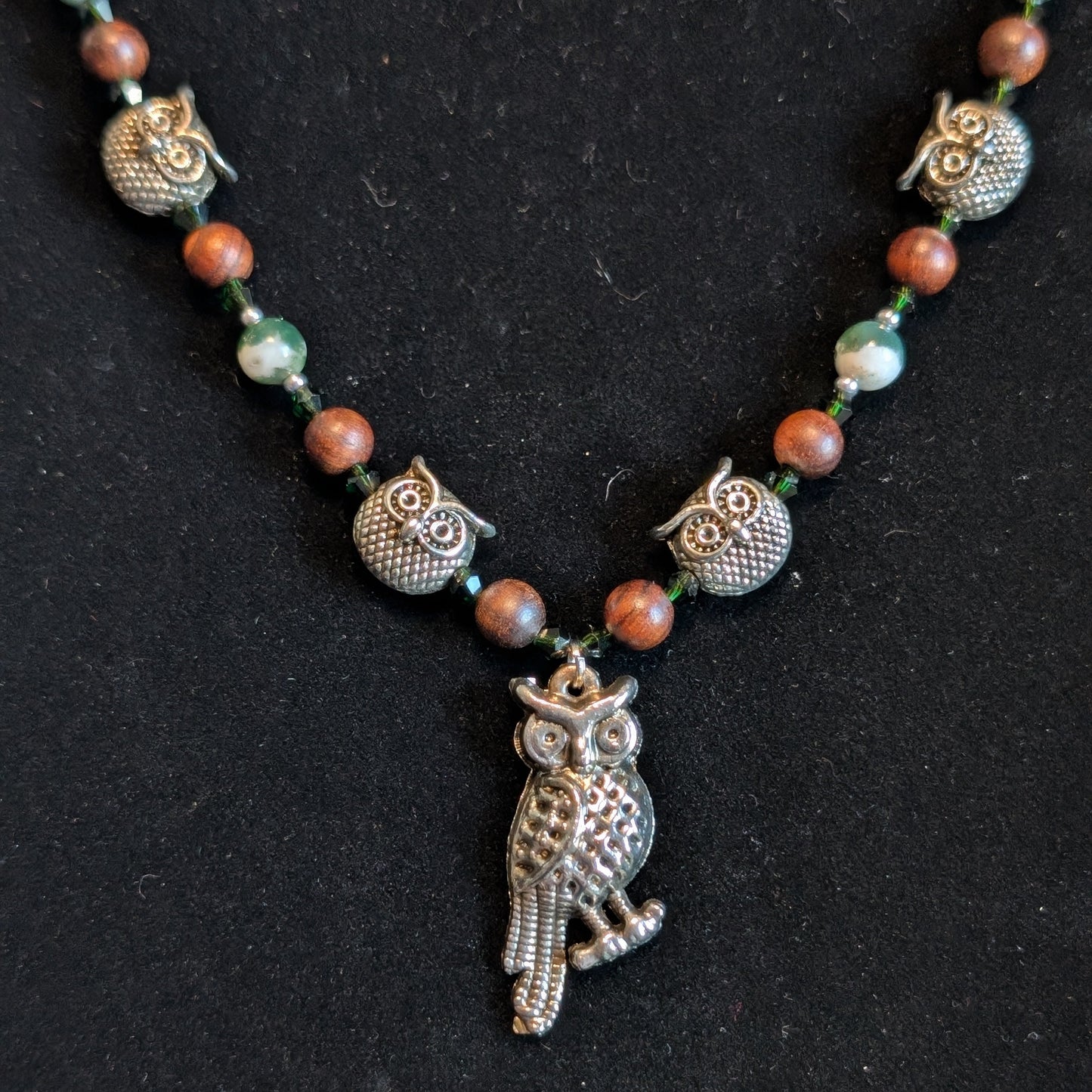 ✨Parliamentree Recess✨| Tree Agate & Wood Owl Necklace