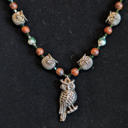 ✨Parliamentree Recess✨| Tree Agate & Wood Owl Necklace