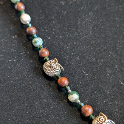 ✨Parliamentree Recess✨| Tree Agate & Wood Owl Necklace
