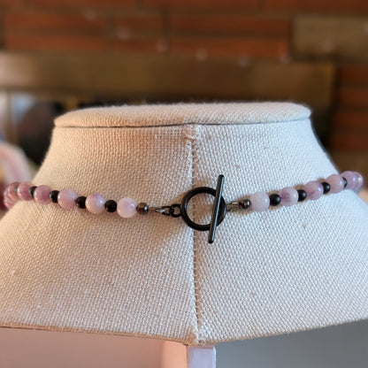 ✨Mournament Bloom✨| Lepidolite & Onyx Rose Cameo Necklace