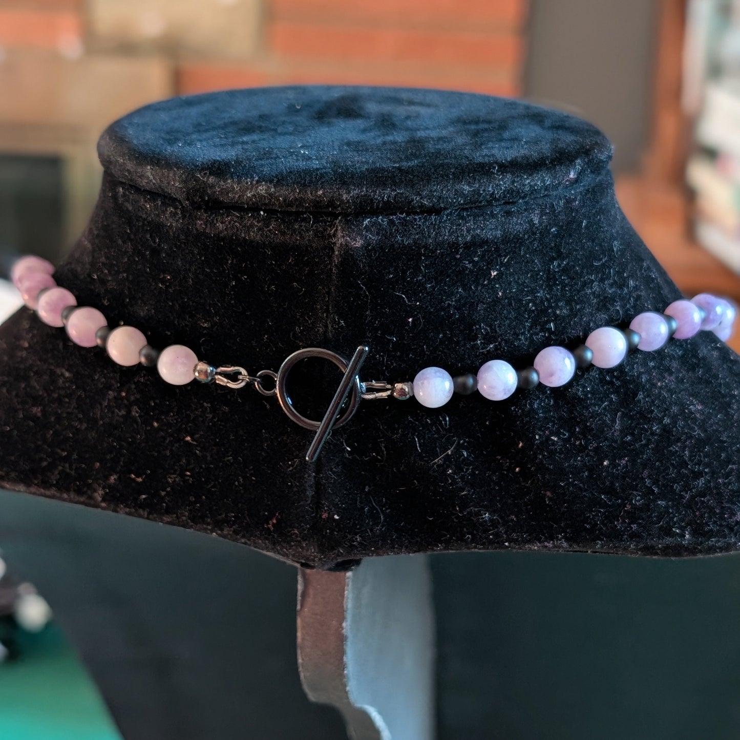 ✨Mournament Bloom✨| Lepidolite & Onyx Rose Cameo Necklace