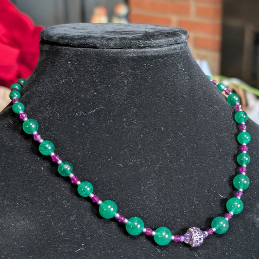 ✨Sugardrop Court✨| Green Jade Necklace with Purple Accents
