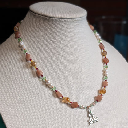 ✨Twinflare✨| Gemini Zodiac Necklace of Citrine, Sunstone & Pearls