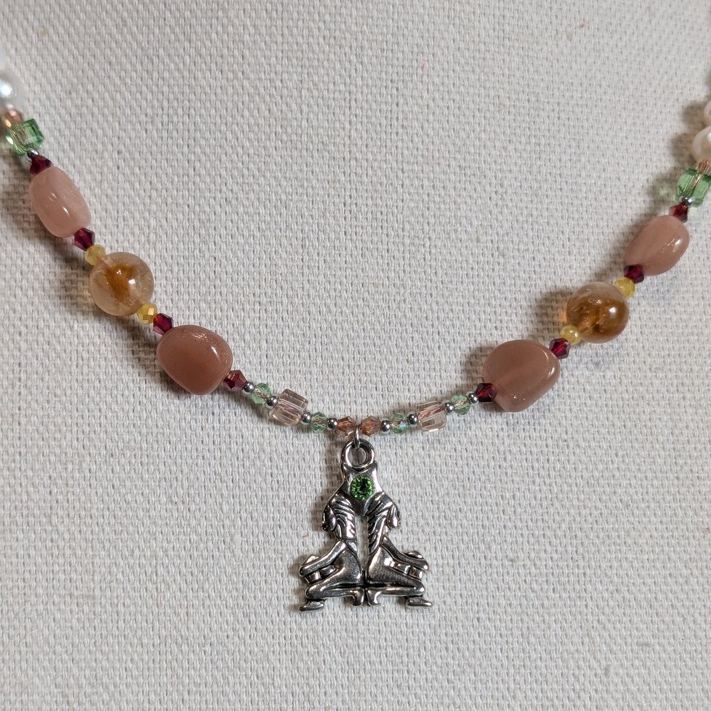 ✨Twinflare✨| Gemini Zodiac Necklace of Citrine, Sunstone & Pearls