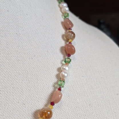 ✨Twinflare✨| Gemini Zodiac Necklace of Citrine, Sunstone & Pearls