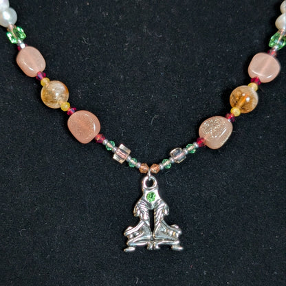 ✨Twinflare✨| Gemini Zodiac Necklace of Citrine, Sunstone & Pearls