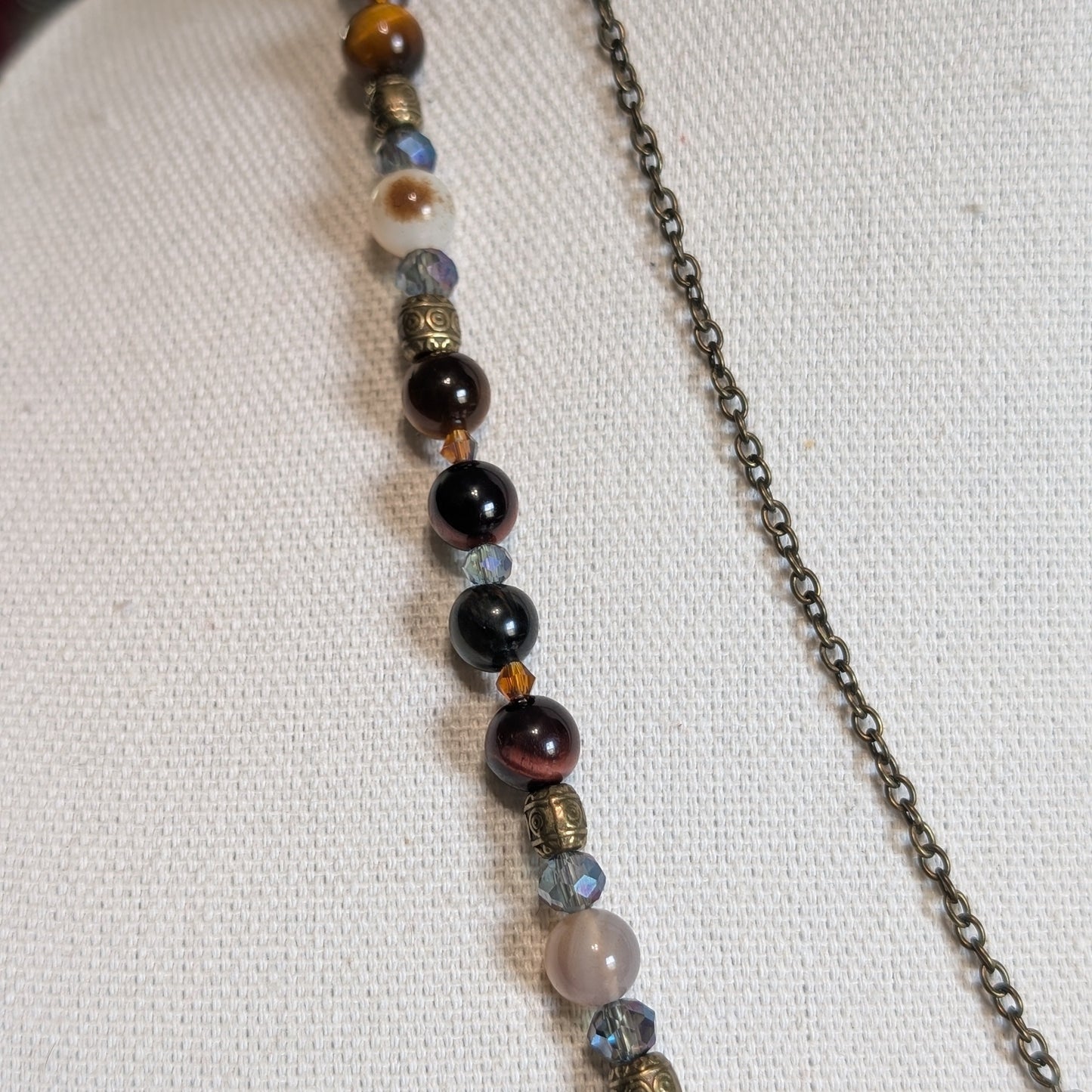 ✨Willowshade✨| Fairy Necklace – Red & Gold Tiger’s Eye with Botswana Agate