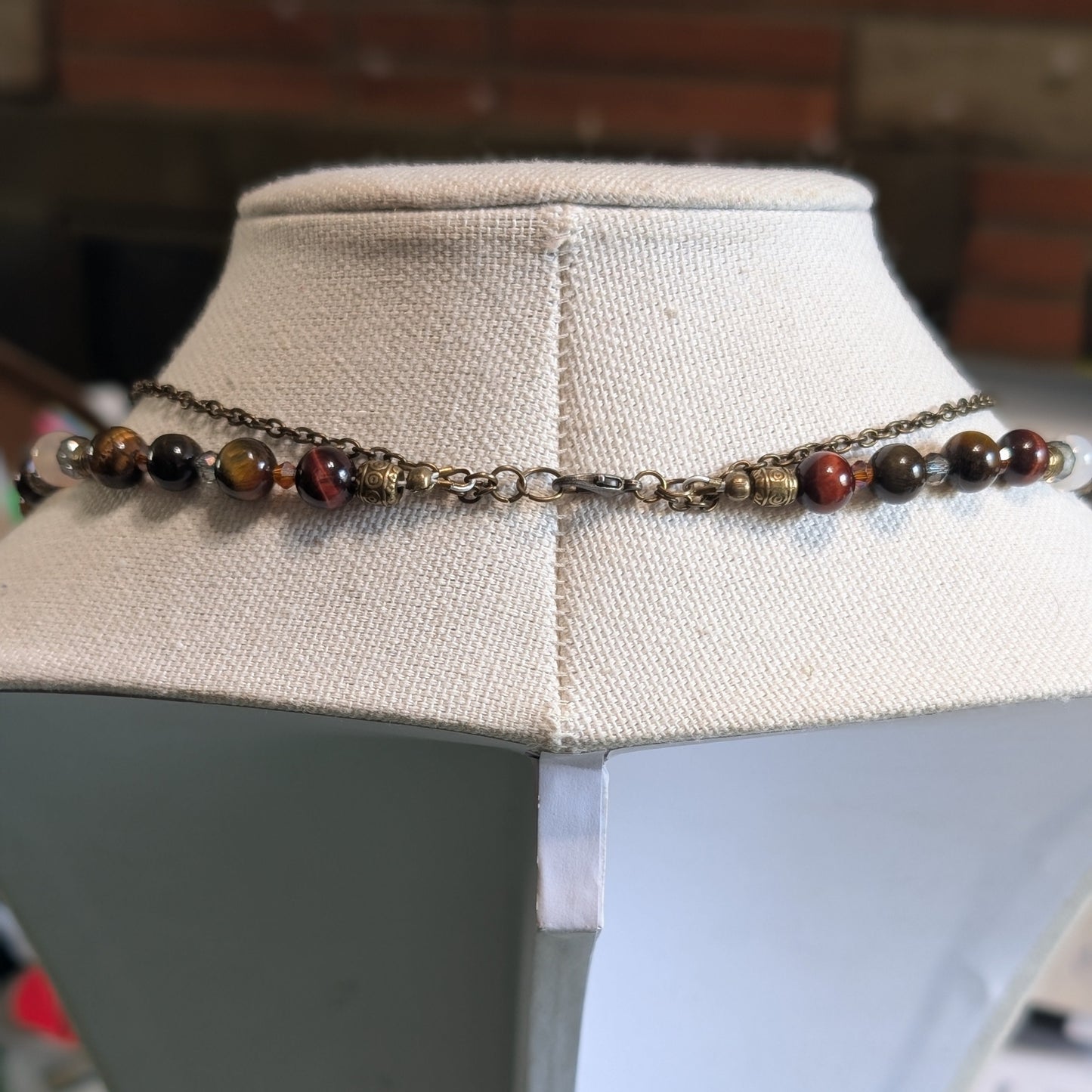 ✨Willowshade✨| Fairy Necklace – Red & Gold Tiger’s Eye with Botswana Agate