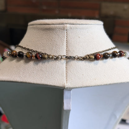 ✨Willowshade✨| Fairy Necklace – Red & Gold Tiger’s Eye with Botswana Agate