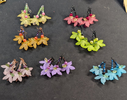 ✨The Whirlskirt Blossoms✨| Floral Glass Bead Dance Earrings