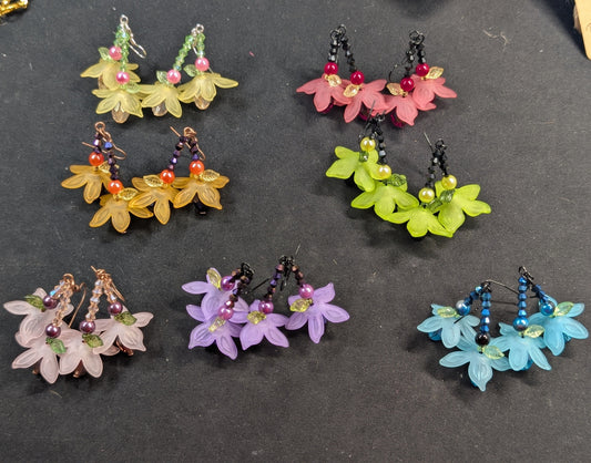 ✨The Whirlskirt Blossoms✨| Floral Glass Bead Dance Earrings