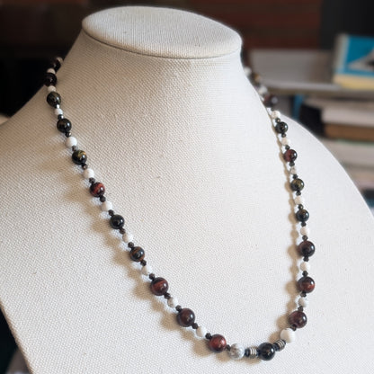 ✨Redeye Bramblewise✨| Red & Blue Tiger’s Eye and Howlite Unisex Necklace