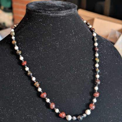 ✨Redeye Bramblewise✨| Red & Blue Tiger’s Eye and Howlite Unisex Necklace
