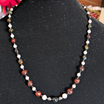 ✨Redeye Bramblewise✨| Red & Blue Tiger’s Eye and Howlite Unisex Necklace