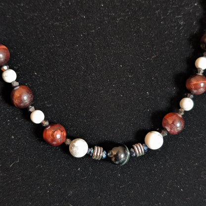 ✨Redeye Bramblewise✨| Red & Blue Tiger’s Eye and Howlite Unisex Necklace