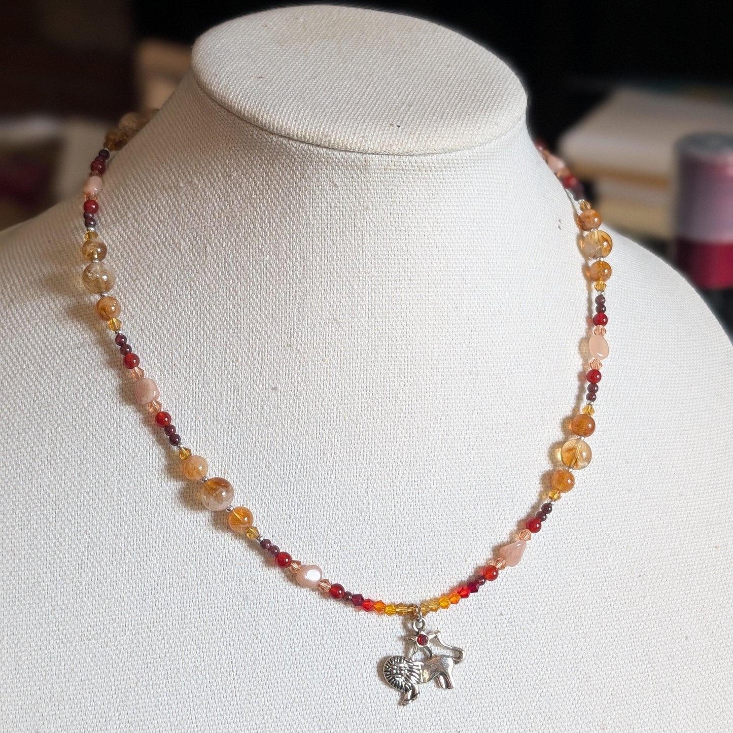 ✨Sunpride✨| Leo Zodiac Necklace with Citrine, Carnelian, Sunstone, & Garnet