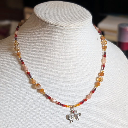 ✨Sunpride✨| Leo Zodiac Necklace with Citrine, Carnelian, Sunstone, & Garnet